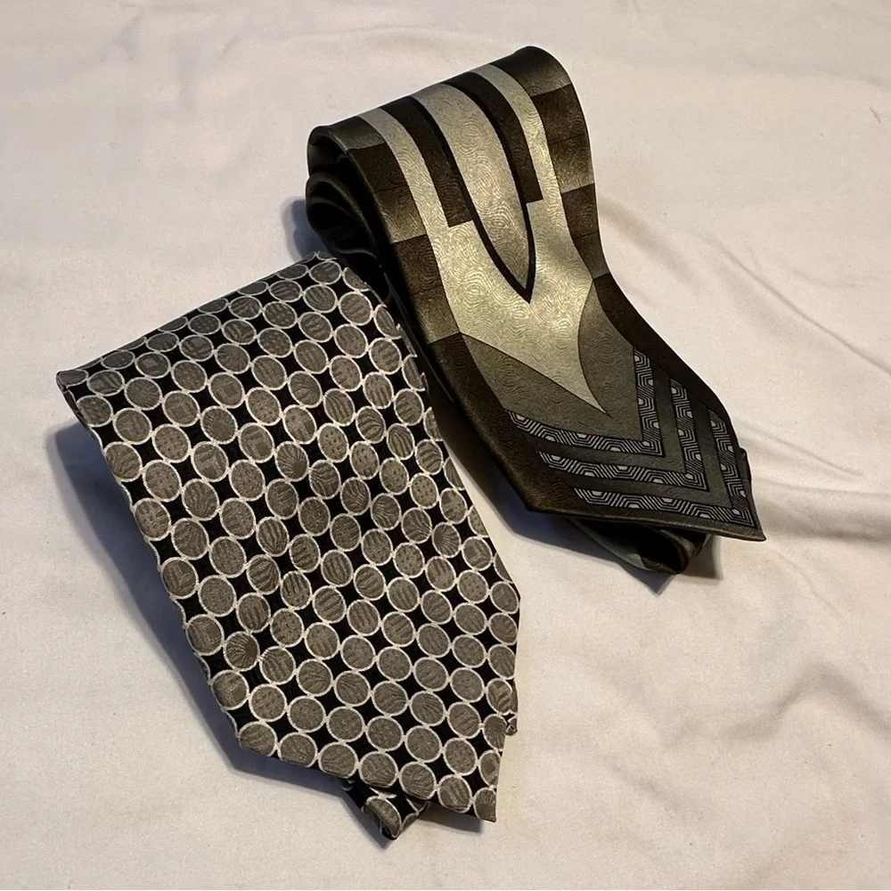 Two Vintage Tie Bundle Tongue Tied 100% Silk Jean Claude Vidal 100% Polyester
